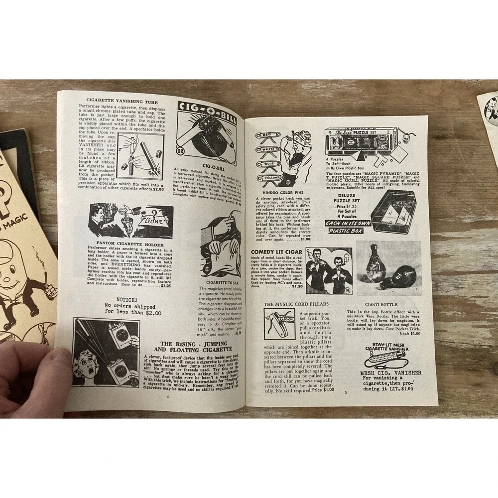 Vintage booklets Tricks w/ Thumb Tip Patter for Magic Tricks E-Z catalog 1950's